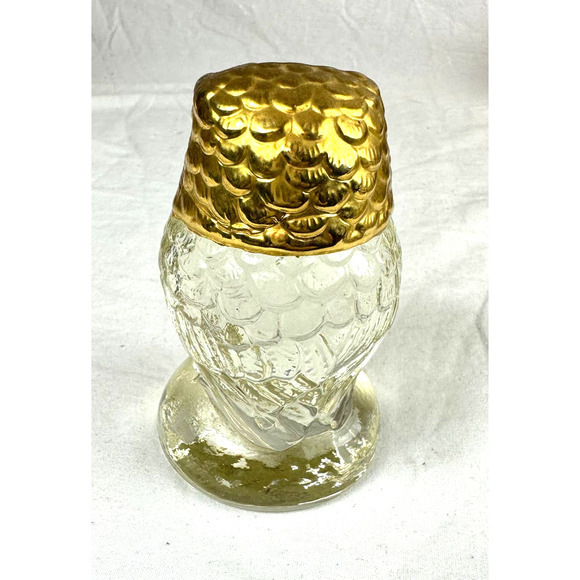 Glass Owl Paperweight figurine Gold Painted Head 3.75" Heavy - Picture 3 of 6